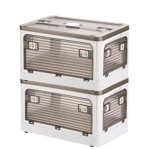 Catzon 2 Pcs Collapsible Storage Bins with Lids for Kitchen Dorm Room-White-S