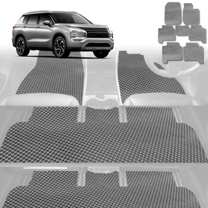 6D Diamond Car Floor Mats for Mitsubishi Outlander 2022-Current-Ultimate Set-Grey-Outback GT
