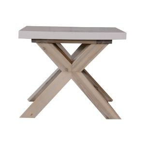 Stony 60cm Square Lamp Table with Concrete Top - White