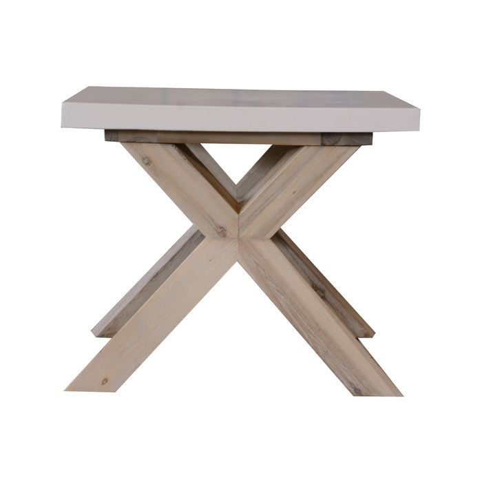 Stony 60cm Square Lamp Table with Concrete Top - White