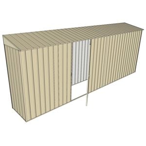 Build-a-Shed 0.8 x 5.2 x 2m Skillion Shed with Single Hinged Side Door - Cream