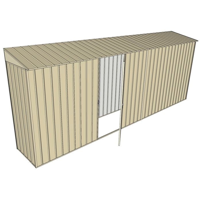 Build-a-Shed 0.8 x 5.2 x 2m Skillion Shed with Single Hinged Side Door - Cream