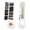 Costway 155CM Freestanding Jewellery Cabinet Bedroom Furniture w/Mirror & Lights White