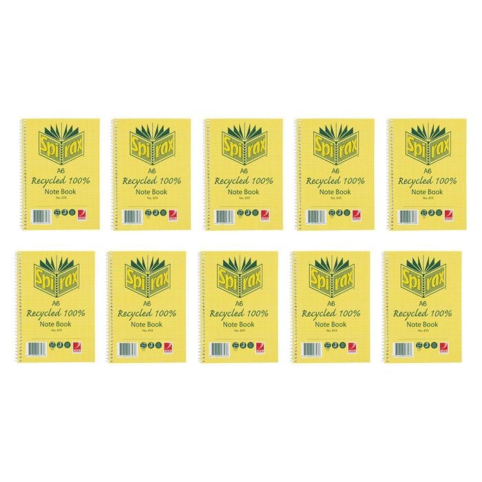 10x Spirax 813 Recycled Notebook A6 Stationery 100 Pages School Notebook Yellow