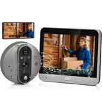 Advwin Wireless Video Intercom System, 5.7" Peep Hole Camera w/Monitor Support Monitoring, Dual-Way Intercom, Night Vision
