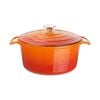 Vogue Round Casserole Dish Cast Iron Orange 4ltr Dutch Oven Cooking Pot