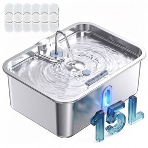Advwin 15L Stainless Steel Pet Water Fountain Automatic Water Dispenser with Filter