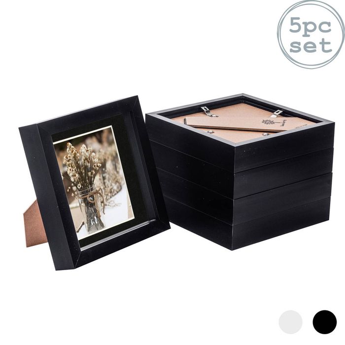 Nicola Spring 5 Piece 6 X 6 3d Shadow Box Photo Frame Set - Craft Display Picture Frame With 4 X 4 Mount - Black