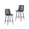 Raimon Furniture Set Of 2 Reese Modern Eco Leather Kitchen Counter Bar Stool 65cm - Black