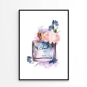 Purple Blue Perfume with Flowers   Print 100% Australian Made 90 x 120cm   (Poster)
