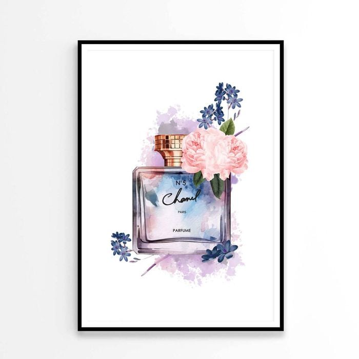 Purple Blue Perfume with Flowers   Print 100% Australian Made 90 x 120cm   (Poster)