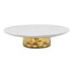 Ecology Speckle Stoneware Footed Cake Stand 32cm - Milk/Gold