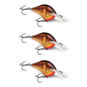 3x Rapala Dives to 8ft 5cm Crankbait Fishing Lures - Dark Brown Crawdad