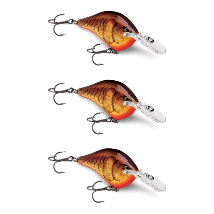 3x Rapala Dives to 8ft 5cm Crankbait Fishing Lures - Dark Brown Crawdad
