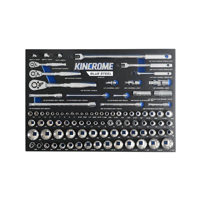 Kincrome BLUESTEEL 92 Piece Sockets & Accessories EVA Tray