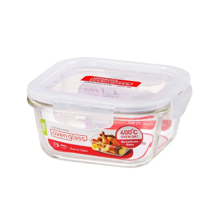 Locknlock 500ml Euro Square Borosilicate Glass Food Container Storage w/ Lid CLR