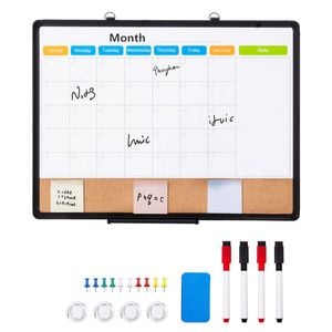 Vevor 60.96 X 45.72 Cm Monthly Calendar Whiteboard Cork Combo Black With Aluminum Frame