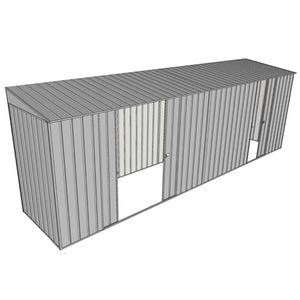 Build-A-Shed 1.2 x 6.0 x 2.0m Skillion Double with Single Sliding Side Doors Shed - Zinc