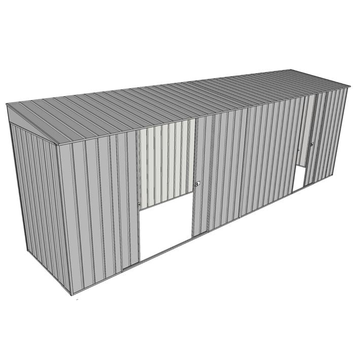 Build-A-Shed 1.2 x 6.0 x 2.0m Skillion Double with Single Sliding Side Doors Shed - Zinc