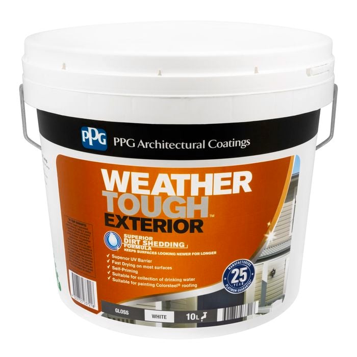 PPG Paints 10L White Gloss Weather Tough Exterior Paint