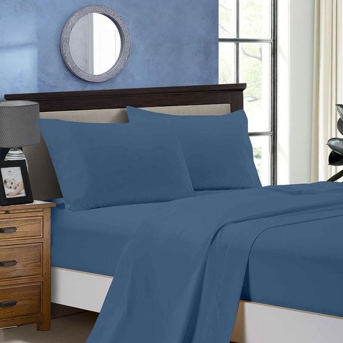Fabric Fantastic 1000tc Ultra Soft King Size Bed Greyish Blue Flat & Fitted Sheet Set