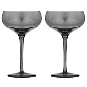 2pc Tempa Verity Drinking Crystal Stemware Coupe Glass Set - Smoke