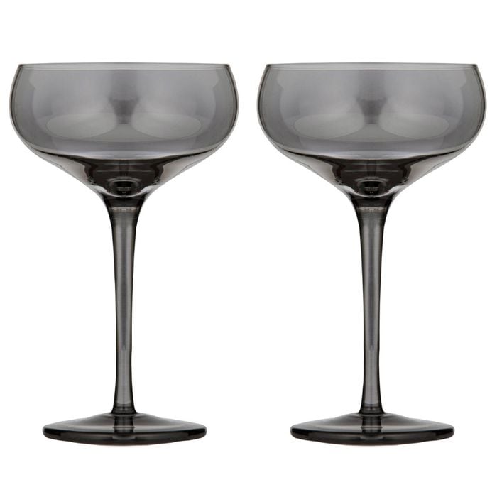 2pc Tempa Verity Drinking Crystal Stemware Coupe Glass Set - Smoke