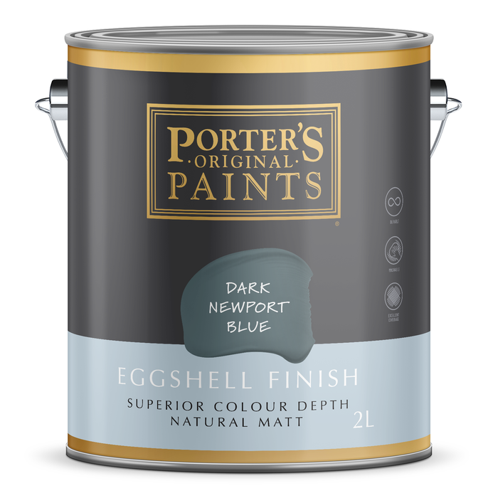 Porter's 2L Dark Newport Blue Eggshell Finish Broadwall Washable Paint