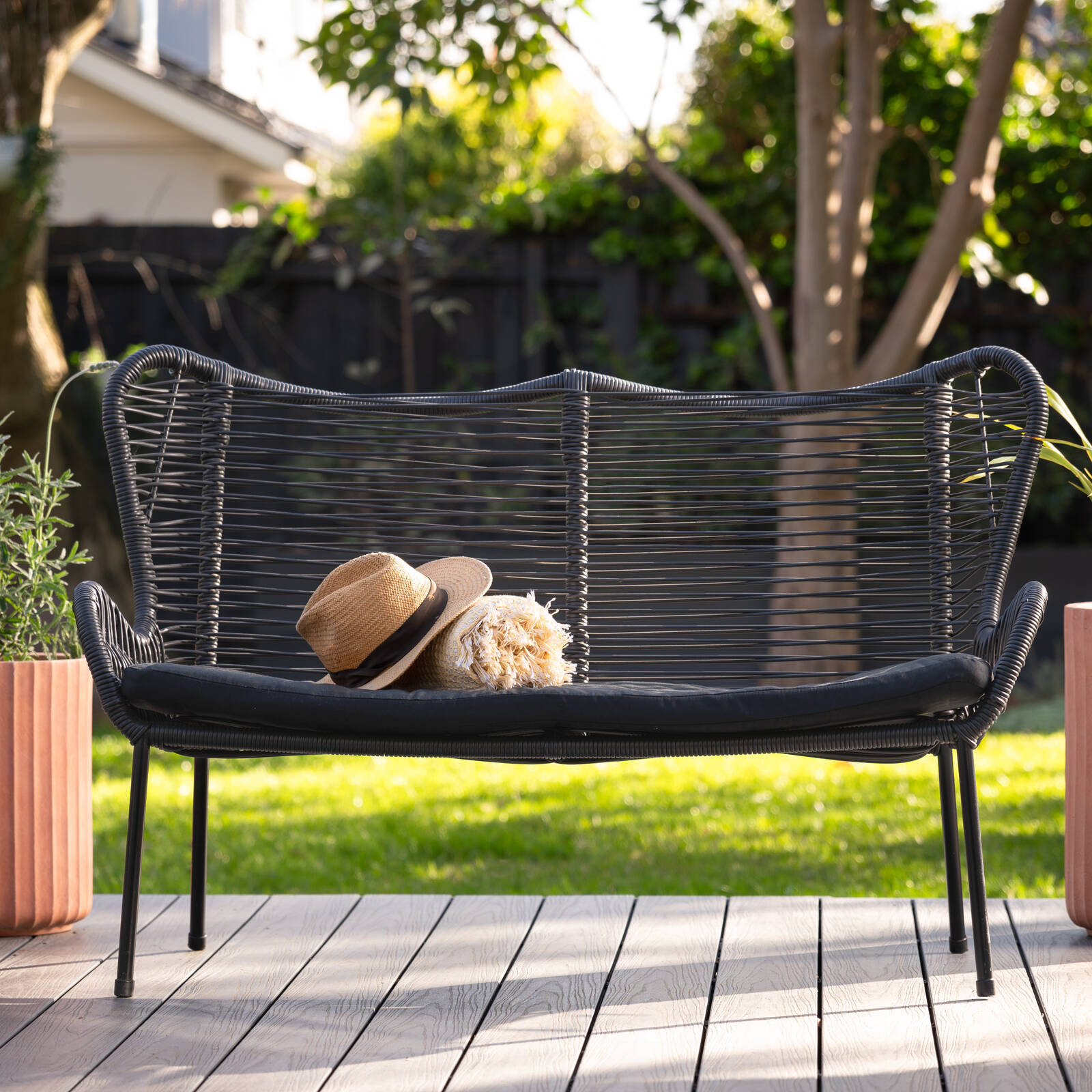 Mimosa Wicker Butterfly Black Lounge - Bunnings Australia