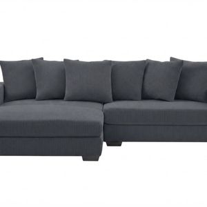 Daury L Shaped Sofa Corduroy  - Dark Grey