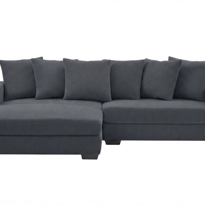Daury L Shaped Sofa Corduroy  - Dark Grey