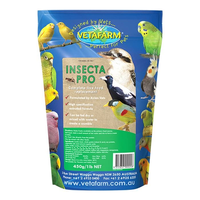 Vetafarm Insectapro Live Food Replacement For Pet Birds 450g