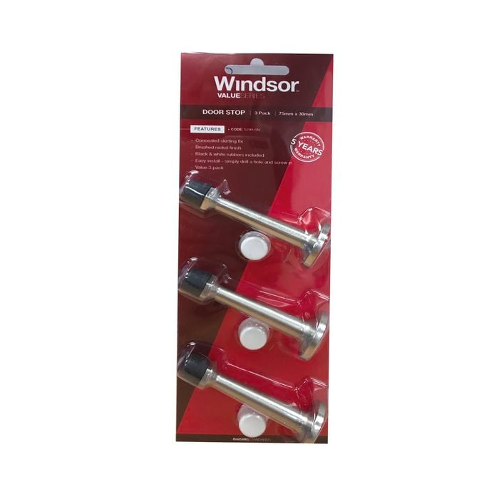 Windsor Brass 75mm Windsor Door Stop - 3 Pack