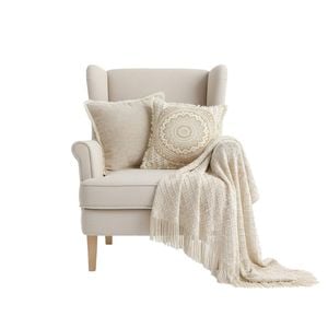 SOGA Chenille Tassel Pillow Moon Cotton Pillow With Knitted Blanket Bundle