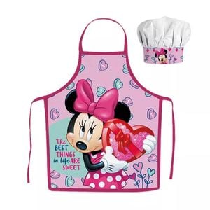 Disney Minnie Mouse Hearts Kids Apron And Chef's Hat Set