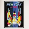 Galrie New York Vintage Travel Poster: A Timeless Tribute to NYC's Iconic Landmarks, Black Frame, A0 84 x 119cm (33 x 47inch)