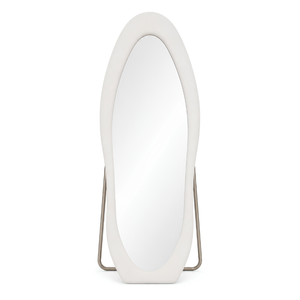 Full Length Upholstered Mirror with Metal Base