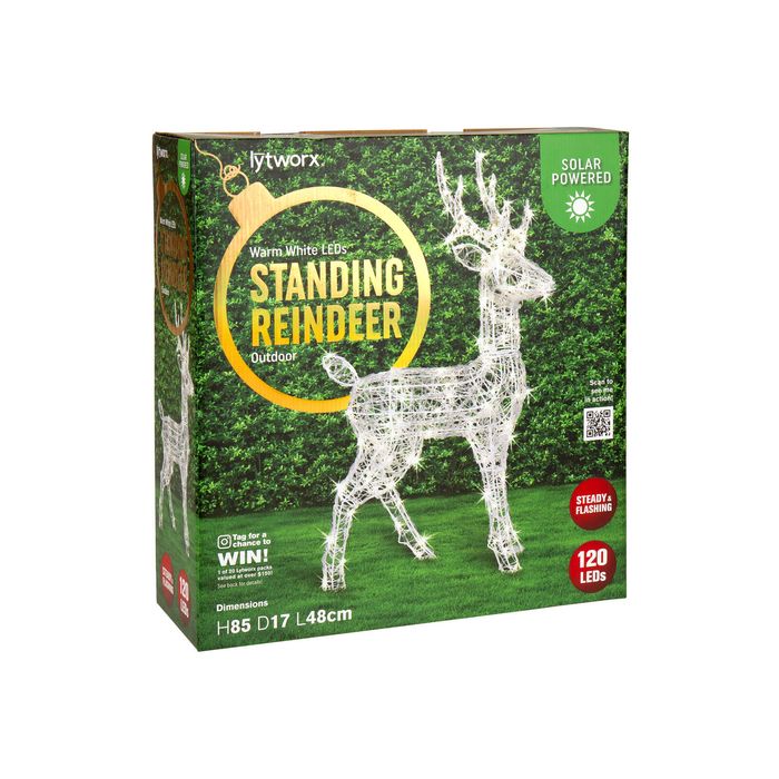 Lytworx Warm White Solar Standing Reindeer Statue