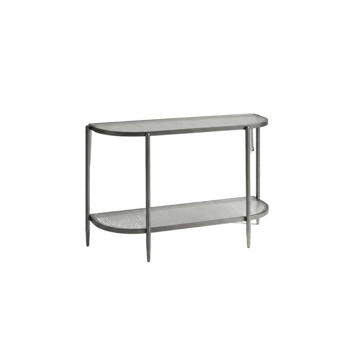Seek and Ramble Gatsby 110cm Console Hall Table Fluted Glass Brushed Gunmetal Grey