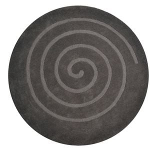 Handwoven Round Wool Rug - Swirl - Ash Grey - 160x160cm