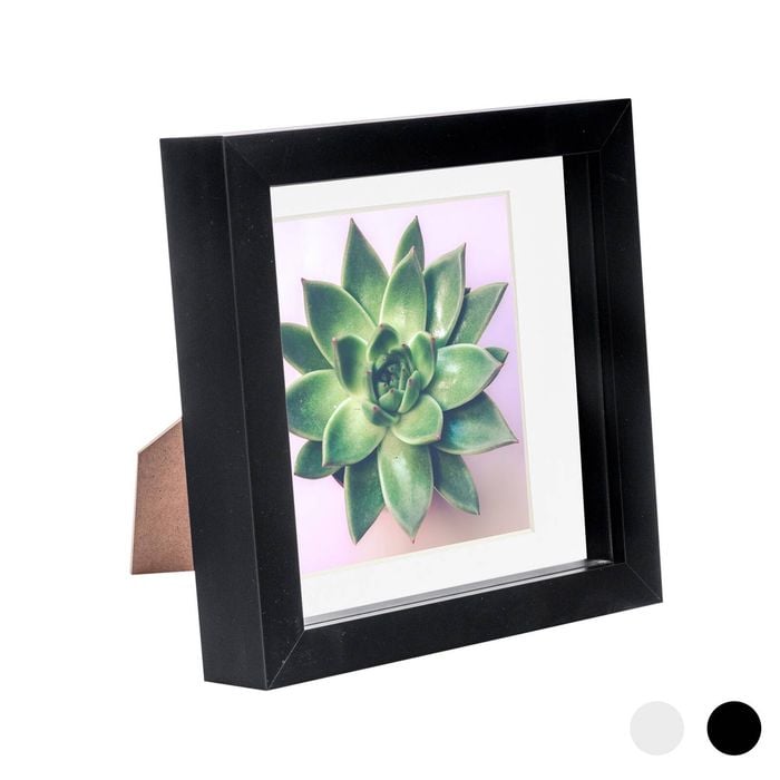Nicola Spring 6 x 6 3D Shadow Box Photo Frame - Craft Display Picture Frame with 4 x 4 Mount - Glass Aperture - Black