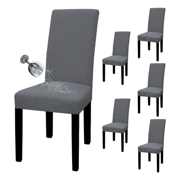 Catzon Dining Chair Covers Stretch Chair Slipcover Set of 6-DarkGrey