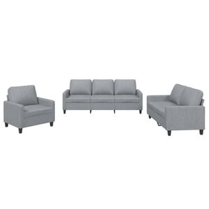 vidaXL Sofa Set with Pillows 2-Seater Sofa Couch 3 Piece Light Grey Fabric