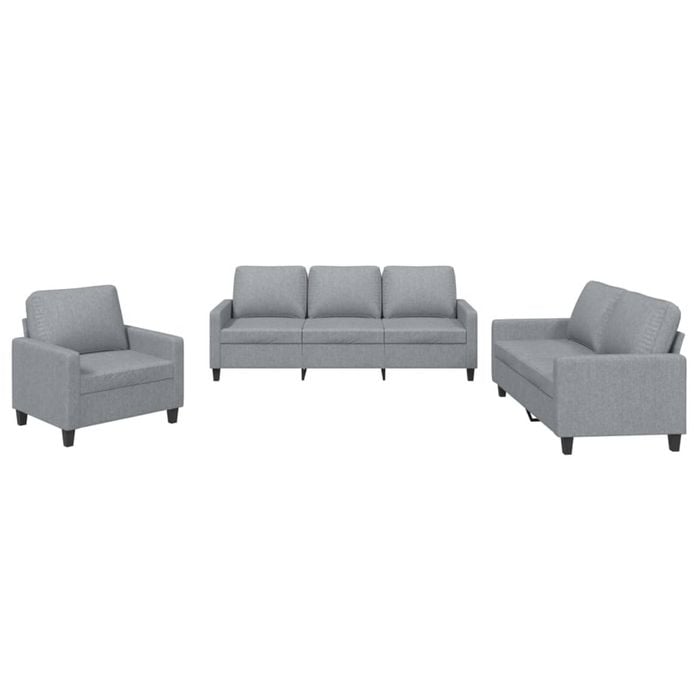 vidaXL Sofa Set with Pillows 2-Seater Sofa Couch 3 Piece Light Grey Fabric