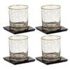 4x Tempa Winston 305ml Crystal Whisky Glass/Bamboo Coaster Set - Gold