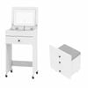 Costway 3in1 Compact Vanity Desk Storage Chair Flip Mirror Light Drawer