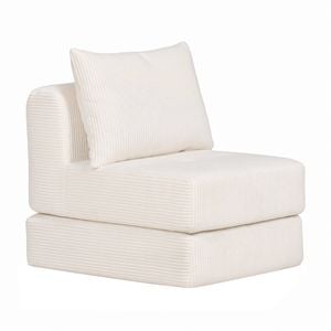 Ufurniture 1 Seater Armless Sofa Corduroy Modular Compressed Single Couch Recliner No Assembly Beige