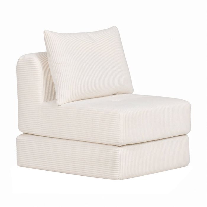 Ufurniture 1 Seater Armless Sofa Corduroy Modular Compressed Single Couch Recliner No Assembly Beige