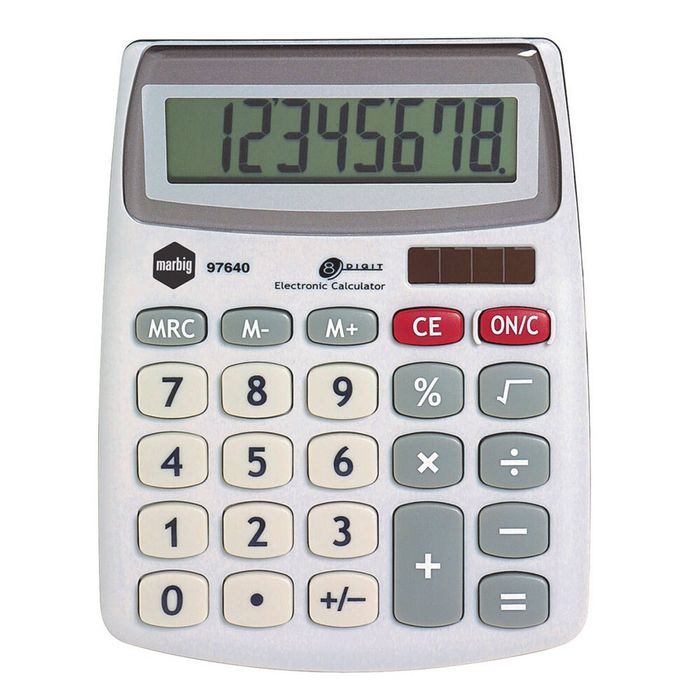 Marbig 8 Digit Compact Desktop Calculator Office/home/school Solar Large Display