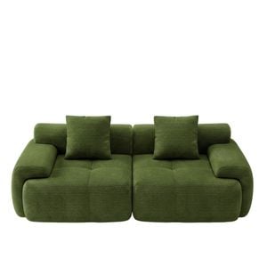 Advwin 210cm 2 Seater Sofa Corduroy Modular Foam Cloud Couch Lounge Compressed Sofa No Assembly Green